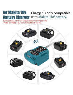 Cargador Rápido UNIKI para Batería Makita 18V BL1850 2