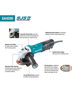 Amoladora Angular Makita GA4595 115mm 15 AMP SJSII 2