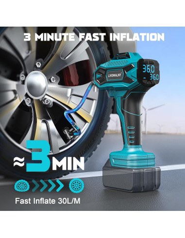 Compresor de Aire LIVOWALNY 18V 160PSI Portátil Sin Cable
