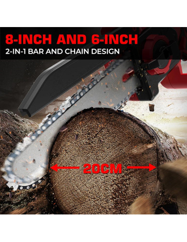 Mini Motosierra Inalámbrica BITOON 800W 2-en-1 6" y 8"