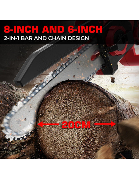 Mini Motosierra Inalámbrica BITOON 800W 2-en-1 6" y 8"