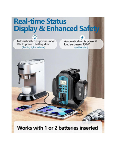 Inversor Taingwei 350W DC 18V a AC 220V 2 Puertos USB