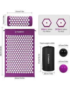 Set de Acupresión TOMSHOO con Almohadilla, Almohada y 2 Pelotas 2