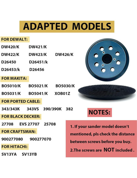 2 PZS Almohadilla Lijadora 5" HVAKHVA Compatible Dewalt/Makita