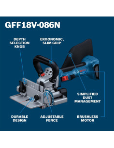 Uniones de Galleta Inalámbrica Bosch GFF18V-086 18V - Corte Preciso 2