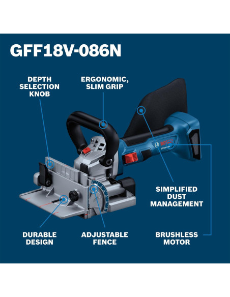 Uniones de Galleta Inalámbrica Bosch GFF18V-086 18V - Corte Preciso