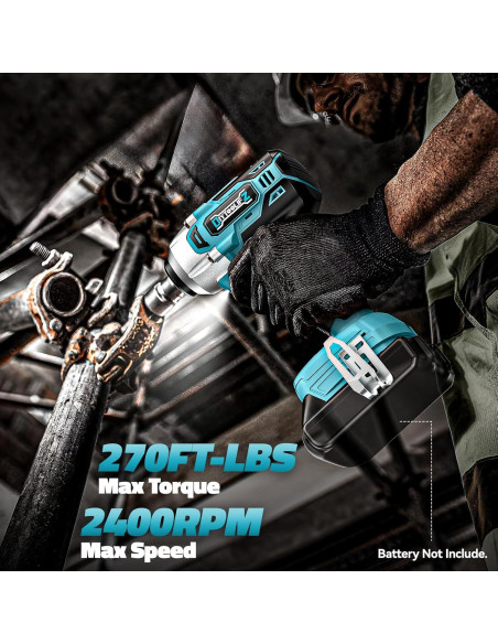 Llave de impacto inalámbrica DIYtoolifz 18V 250 Nm 3/8"