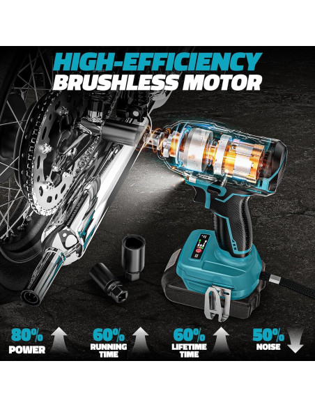 Llave de impacto inalámbrica DIYtoolifz 18V 250 Nm 3/8"