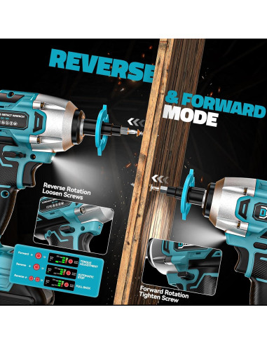 Llave de impacto inalámbrica DIYtoolifz 18V 250 Nm 3/8"