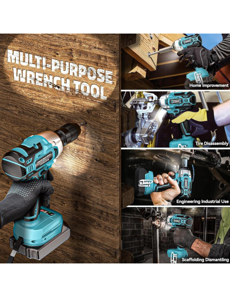 Llave de impacto inalámbrica DIYtoolifz 18V 250 Nm 3/8"