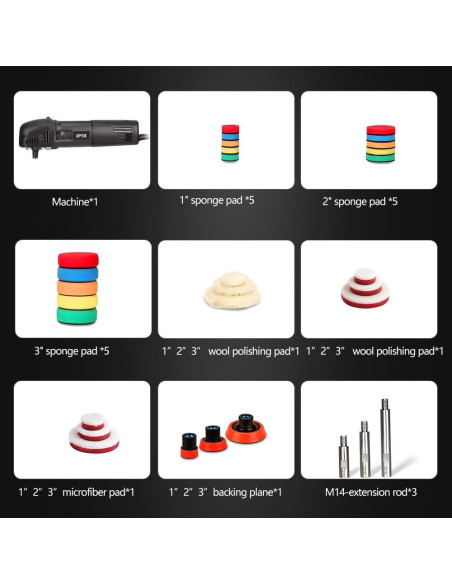Pulidora Rotativa SPTA Mini 240V con 27 Piezas de Pulido