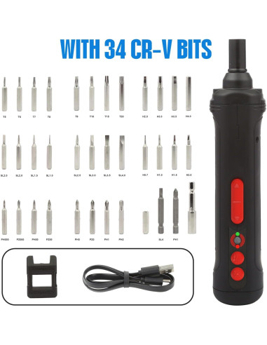 Destornillador eléctrico ANTRobut 4V con 34 accesorios