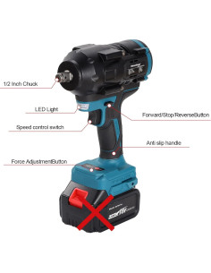 Llave de Impacto Inalámbrica Heimerdinger 1000N.m 18V 2