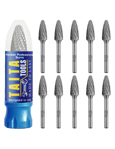 Fresa de Carburo TaitaTools SF-5 9.53mm Doble Corte 10PCs