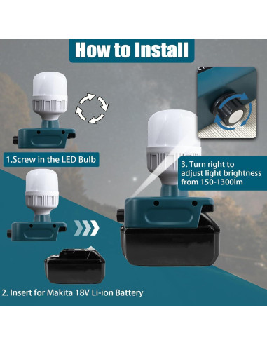 Luz de trabajo LED TEPULAS 12W 1300LM para Makita 18V