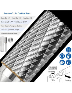 Fresa de Carburo Sworker 1/4" para Corte Metal Madera Piedra 2