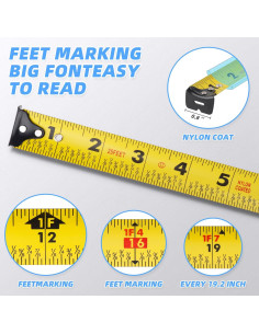 Cinta Métrica 7.6m URASISTO Retráctil con Fracciones 2