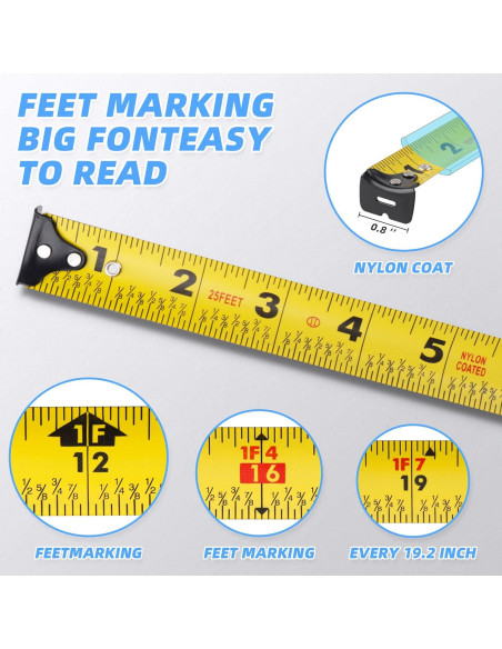 Cinta Métrica 7.6m URASISTO Retráctil con Fracciones