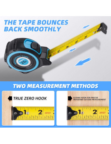Cinta Métrica 7.6m URASISTO Retráctil con Fracciones