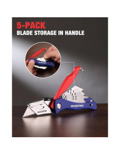 Cuchillo Utility Plegable WORKPRO 17.78 cm con 5 Cuchillas 2