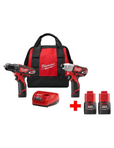 Kit Taladro/Atornillador Inalámbrico Milwaukee M12 12V 2 Herramientas
