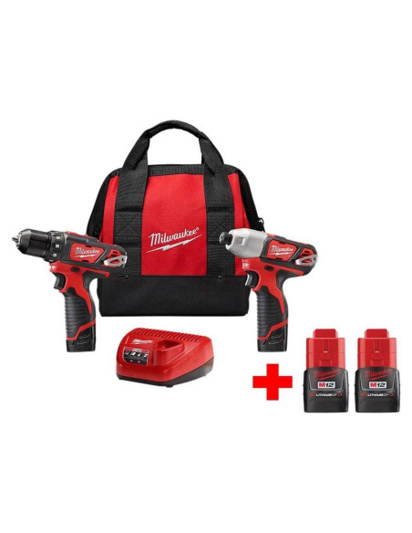 Kit Taladro/Atornillador Inalámbrico Milwaukee M12 12V 2 Herramientas