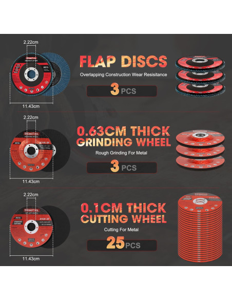 KingTool Juego de Discos de Corte y Desbaste 31 Piezas 115mm