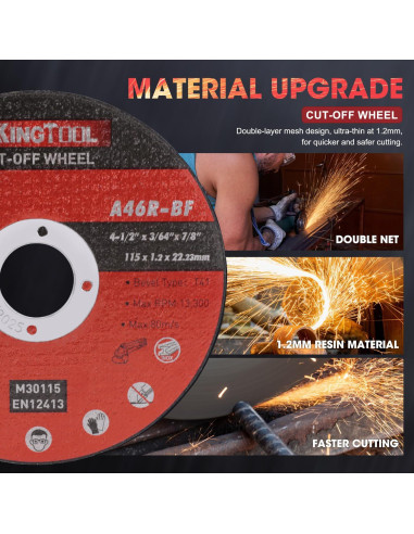 KingTool Juego de Discos de Corte y Desbaste 31 Piezas 115mm