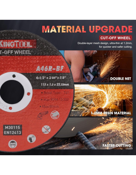 KingTool Juego de Discos de Corte y Desbaste 31 Piezas 115mm