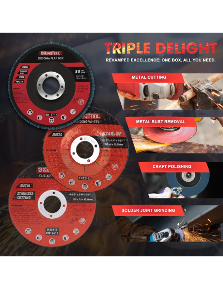 KingTool Juego de Discos de Corte y Desbaste 31 Piezas 115mm