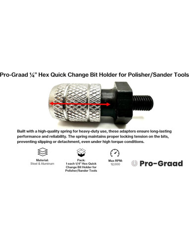 Adaptador Hexagonal 1/4" Pro-Graad para Lijadoras 5/16-24