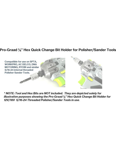 Adaptador Hexagonal 1/4" Pro-Graad para Lijadoras 5/16-24