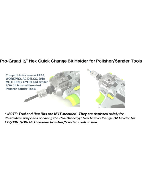 Adaptador Hexagonal 1/4" Pro-Graad para Lijadoras 5/16-24