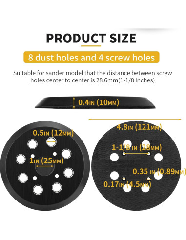 Almohadilla de Lijado 12,7 cm Johnnyue 8 Agujeros