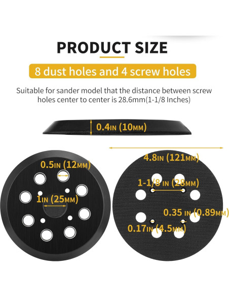 Almohadilla de Lijado 12,7 cm Johnnyue 8 Agujeros