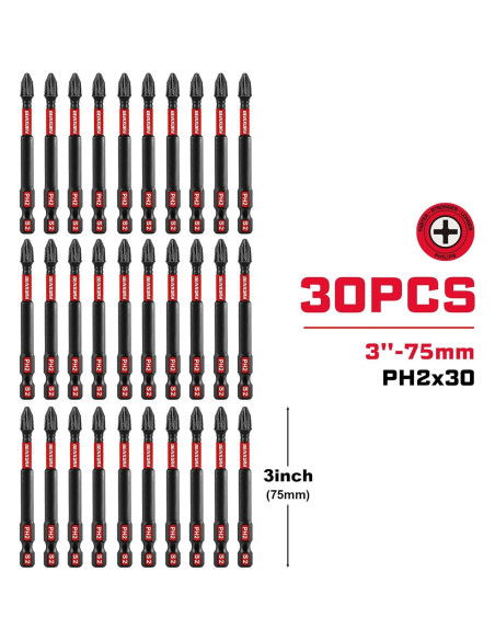 Juego de 30 Bits PH2 3" GEINXURN Acero S2 Impacto