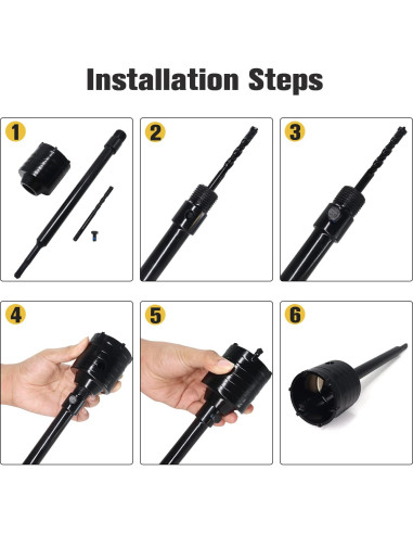 Kit de Brocas de Concreto DEHUIWI 9PCS 30-100mm SDS Plus