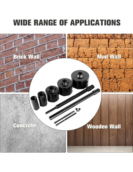 Kit de Brocas de Concreto DEHUIWI 9PCS 30-100mm SDS Plus