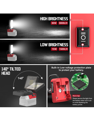 Pistola de Calor Inalámbrica LIVOWALNY 18V 350W y Luz LED
