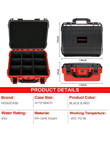 Estuche Duro HOSOCASE para Baterías Milwaukee M18/M12 9 Divisores