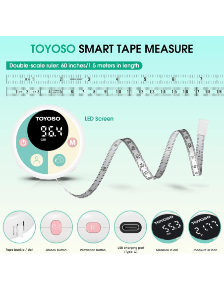 Cinta de Medir Corporal Inteligente TOYOSO con Bluetooth y APP