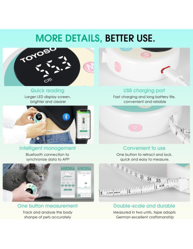 Cinta de Medir Corporal Inteligente TOYOSO con Bluetooth y APP