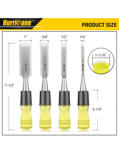 Juego de Cinceles HURRICANE 4 Piezas Acero CR-V para Carpintería 2
