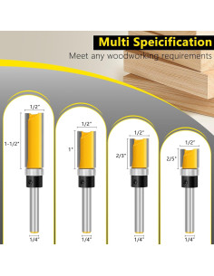 Juego de Fresas de Router Feanron 4 Pcs 1/4" Eje Cortador de Madera 2