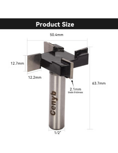 Fresa CNC 4 Alas Cenyb 1/2" Eje 5,08 cm Corte Madera 2