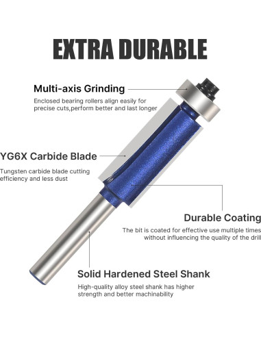 Juego de Brocas de Router Vearter 4PCS Corte Recto 6,35-12,7mm