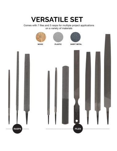 Juego de Lima y Raspador NEIKO 12 Piezas Acero al Carbono