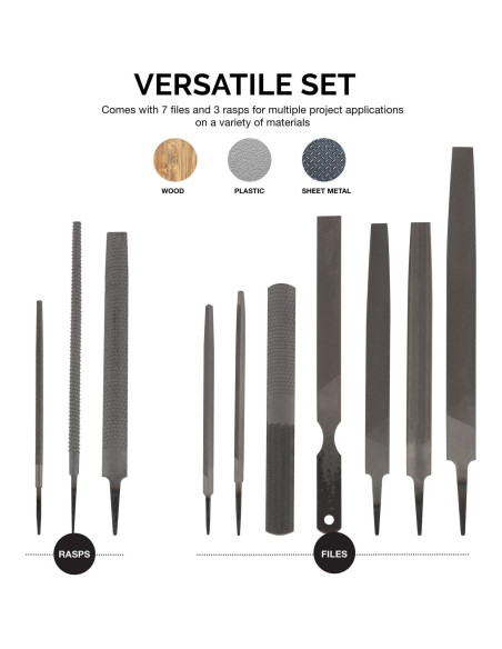 Juego de Lima y Raspador NEIKO 12 Piezas Acero al Carbono