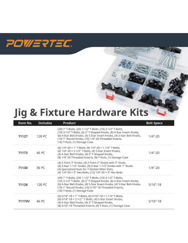 Kit de Perillas T POWERTEC 71068 Juego de 10 Accesorios