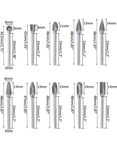 Juego de Brocas de Carburo Rongon 10Pcs 3mm para Tallado 2